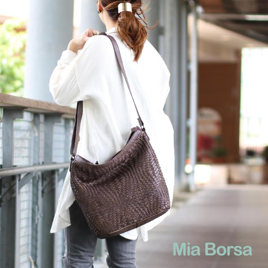 本革 メッシュバッグ ショルダーバッグ レディース Mia Borsa ブランド