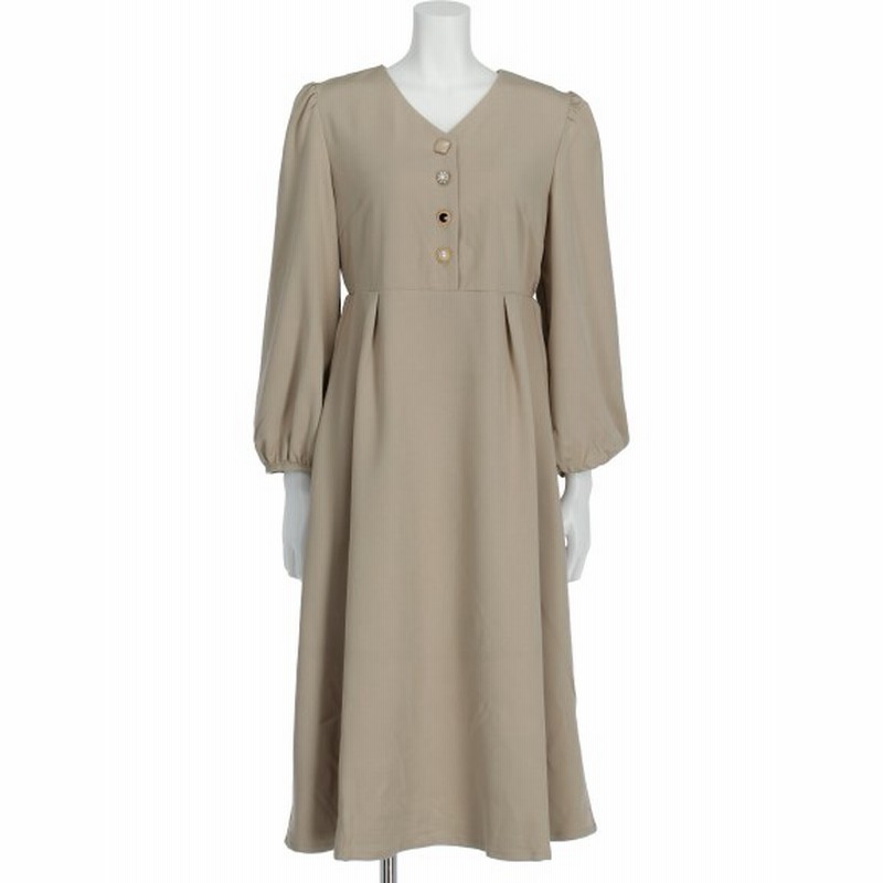 Clear クリア レディース ボタンデザインワンピース ベージュ F 通販 Lineポイント最大1 0 Get Lineショッピング