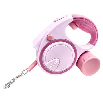 Nice u 毛樂趣 LED寵物自動伸縮牽引繩  粉色  5m  1條