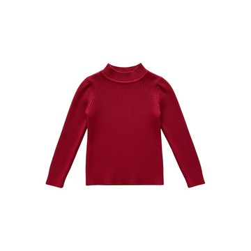 100-150 半領袖細羅紋百搭長袖上衣-紅