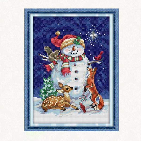 クリスマススノーマンステッチクロスステッチキットパターン刺繍キット21 x 30cm