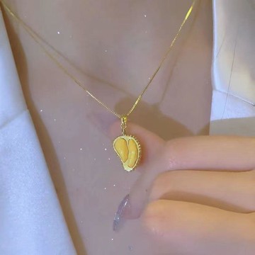臺灣出貨✨【可開發票】小衆設計感榴蓮項鍊夏季新款網紅氣質輕奢鈦鋼鎖骨鏈個性百搭頸鍊