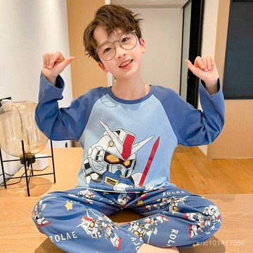 台灣出貨 兒童家居服 女童睡衣 男童睡衣 精梳棉睡衣 長袖秋季睡衣 中大童睡衣 卡通睡衣 寶寶睡衣套裝 青少年睡衣