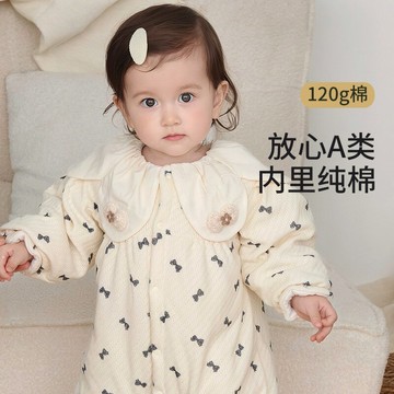 嬰兒衣服冬裝棉服保暖寶寶連體衣秋冬季超萌嬰幼兒夾棉外出服棉衣鑫弘-萌寶童裝可開發票