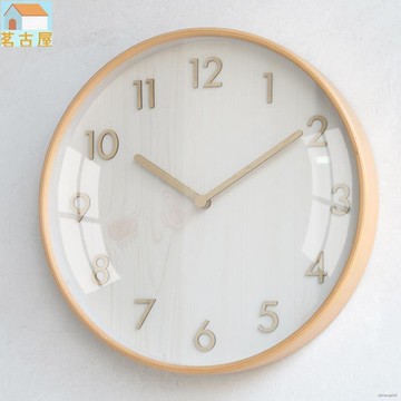 北歐原木質石英鐘表掛鐘客廳掛表臥室超靜音ins風藝術時鐘