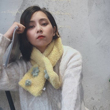 小紅帽親子專制泰迪毛冬季保暖圍脖成人兒童毛毛圍脖小兔花朵圍巾1入