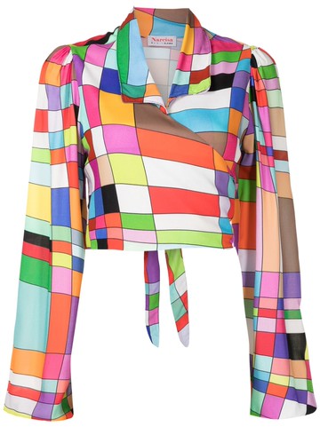 Amir Slama - graphic-print spread-collar blouse - women - Viscose - P - Multicolour