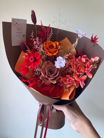 秋風永生花束。情人節/千代蘭/生日紀念日禮物/升遷表演獻花花禮