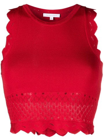 Patrizia Pepe - bee-plaque pointelle tank top - women - Viscose/Polyamide - 0 - Red