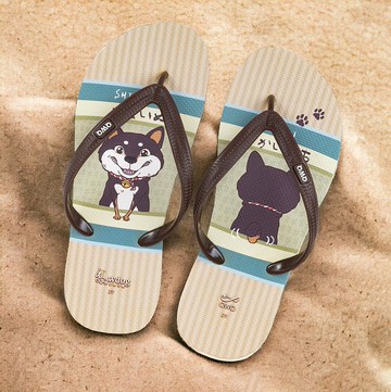 男夾腳拖鞋 汪來汪趣  柴犬 狗狗 防滑防水人字拖  塌塌米