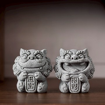 [一對 招財進寶] 風獅爺 招財擺飾 招財擺件 開運風獅爺招財擺飾 風水擺件 石獅子