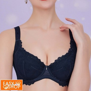 EASY SHOP-側收顯瘦深杯大尺碼內衣-午夜藍