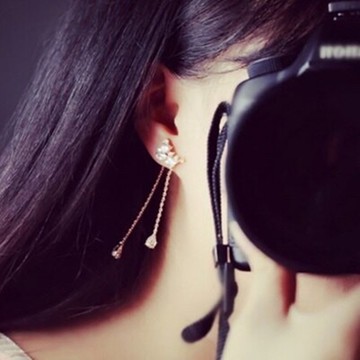 [米蘭精品] 鑲鑽耳環耳飾-時尚甜美修臉流蘇情人節生日禮物女飾品73du12