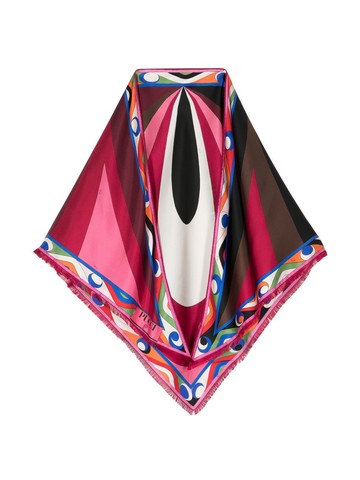 PUCCI - Goccia-print large silk-twill scarf - women - Silk - One Size - Pink