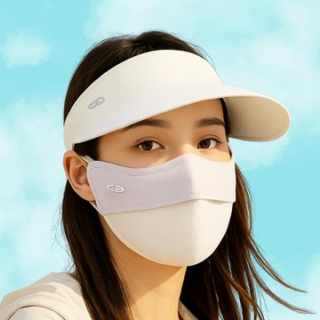 swarm 羽和暖 輕量穿搭大帽簷夏季涼感 冰絲遮陽帽 + 防曬罩  米色  1組