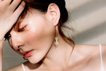 蕾絲寶石系列 / Amethyst / 祖母綠長鍊耳環 / 銀飾 禮物