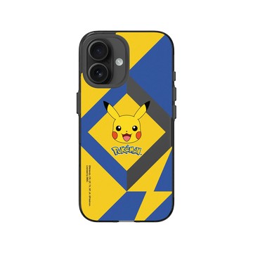 iPhone 16 Clear (相機按鈕) 酷墨灰 - 寶可夢 Pokemon - 幾何閃電-皮卡丘