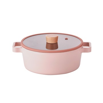 FIKA系列 22cm 鑄造雙耳湯鍋(IH、電磁爐適用)-PINK