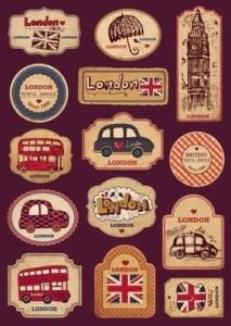 ステッカー ビンテージ風 ロンドン LONDON イラスト 2枚セット | LINEショッピング