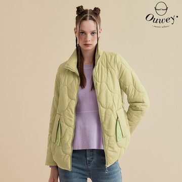 OUWEY歐薇 波浪絎縫可拆帽鋪棉外套(綠色；S-L)3234134204
