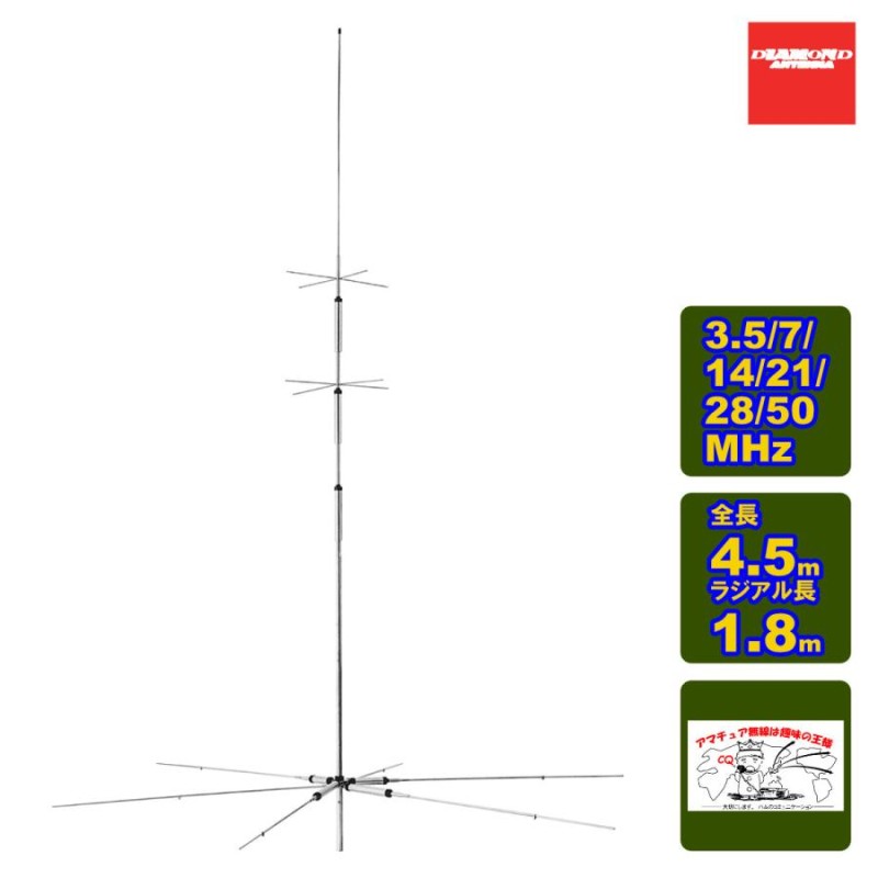 CP6S ダイヤモンド 3.5/7/14/21/28/50MHz6バンドグランドプレーンアンテナ（レピーター対応型） 29MHzFM対応  （DIGITAL対応） | LINEブランドカタログ