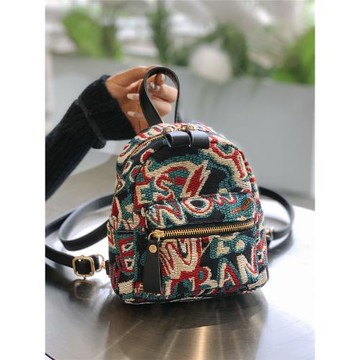 涂鴉織布時尚潮流日韓雙肩包小型民族風迷你背包女生出行逛街包包