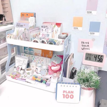 現貨🔺多功能 ins桌面雙層置物架 桌面收納盒 紙膠帶文具收納