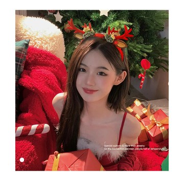 限時下殺?? 聖誕節聖誕節裝飾髮箍女2025新款髮夾髮飾鹿角麋鹿頭飾配飾頭箍聖誕髮卡