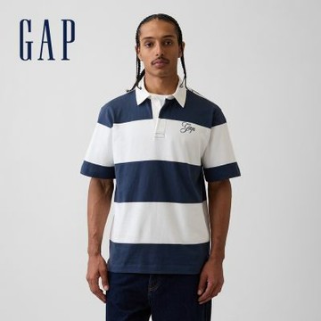 【GAP】寬鬆版 Gap Logo 橄欖球襯衫-復古深藍(895167)