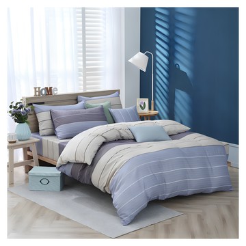 Blue Cat 藍貓 床包 + 兩用被套 Set 32公分以內床墊可包覆  186 x 180cm  藍色