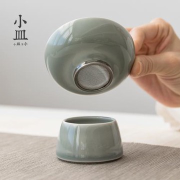 高密度茶濾功夫茶道零配德化白瓷過濾茶葉304不銹鋼茶漏器一體
