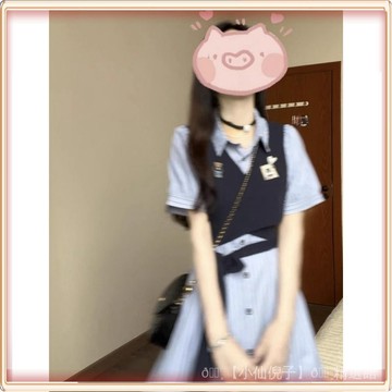 🔥壹灣出貨🔥 藍色假兩件襯衫連衣裙子女夏季2026新款高級感韓係初夏穿搭一整套 全館免運