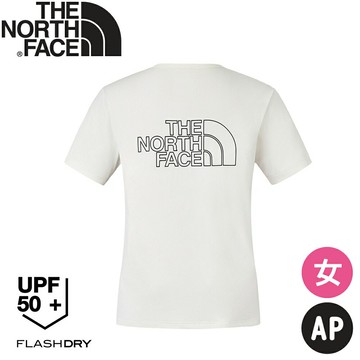 【The North Face 女 圓領排汗短袖上衣 AP《米白》】8CYX/登山/排汗/透氣/短袖T