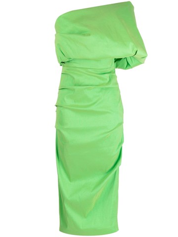 Rachel Gilbert - Kat ruched asymmetric midi dress - women - Spandex/Elastane/Polyester - 4 - Green