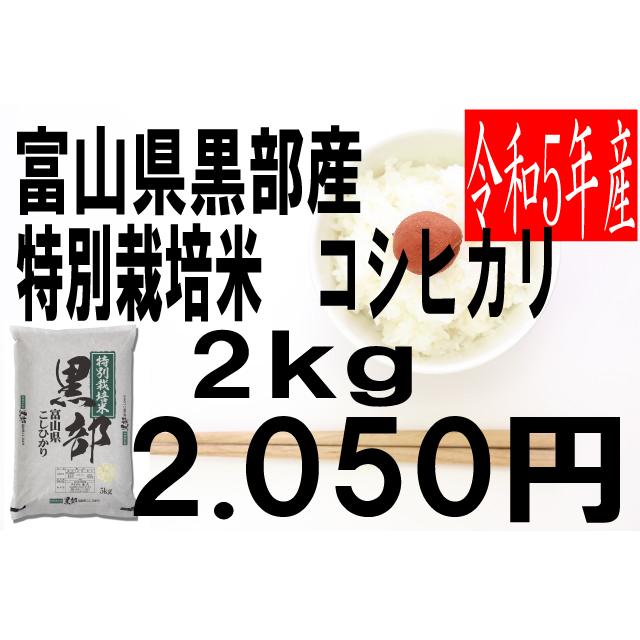 米　令和5年度産　富山県　黒部産　特別栽培米　コシヒカリ 2kg