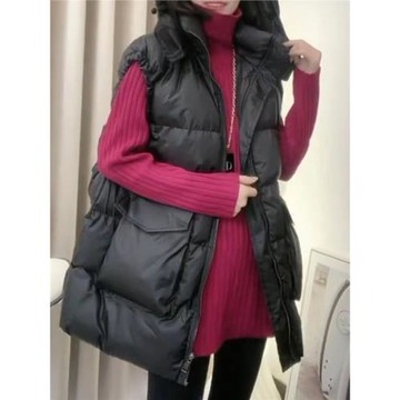 大碼連帽時尚棉馬甲女2026冬季新款時尚寬松顯瘦馬夾背心坎肩外套