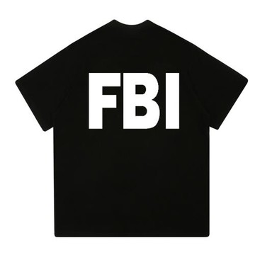 美式春夏季新款美警迷圓領tee男潮寬松FBI識別短袖T恤純棉大碼