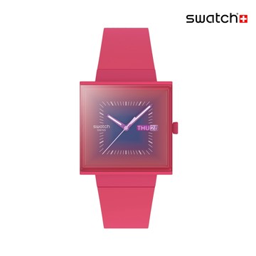 Swatch SQUARELY BERRY 經典手錶/女錶/瑞士製造 SO34R700 (33mm)【官方旗艦店】