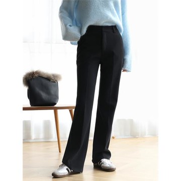 【秋冬新風尚】直筒黑色褲子休閑女2025新款毛呢闊腿褲拖地褲長褲
