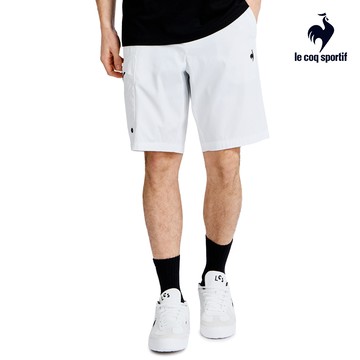 【LE COQ SPORTIF 法國公雞】男款白色平織休閒短褲LWX81381