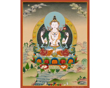 西藏觀音唐卡 - 佛教手繪藝術