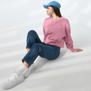 旗幟飄揚Logo短版長袖上衣(珊瑚紅)-女