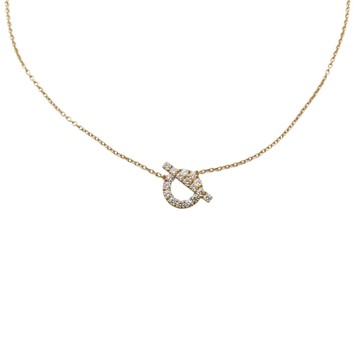 【二手名牌BRAND OFF】HERMES 愛馬仕 18K 黃金 Finesse 墜飾 項鍊