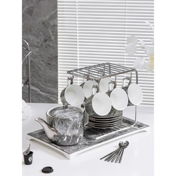 輕奢ins茶具現代高級感家用高顏值咖啡具咖啡杯碟下午茶茶具套裝