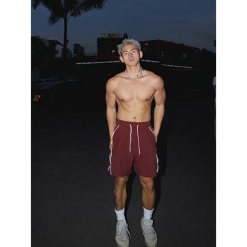 冰絲速干 美式夏季休閑寬松直筒短褲男 薄款松緊腰速干褲男潮