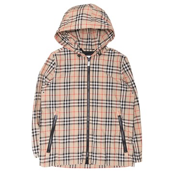 BURBERRY Everton格紋拉鍊連帽外套(經典米色)