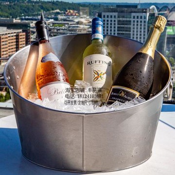 不銹鋼冰桶紅酒香檳桶裝冰塊粒桶酒吧啤酒家用大小桶加厚鐵皮冰桶