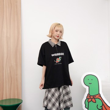 QUEENSHOP_S 女裝 短袖 JOGUMAN BRACHIO＆WOODY 牛仔領上衣 現+預 【01060079】