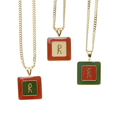 Roberta di Camerino 義大利極簡風方形項鍊(紅/綠/米黃)