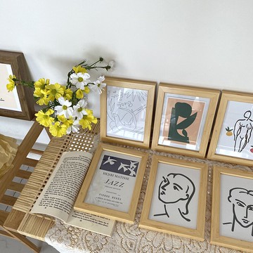 家居軟裝淺裝飾畫簡約桌面擺件書房床頭畫木紋畫框擺臺現代裝飾畫